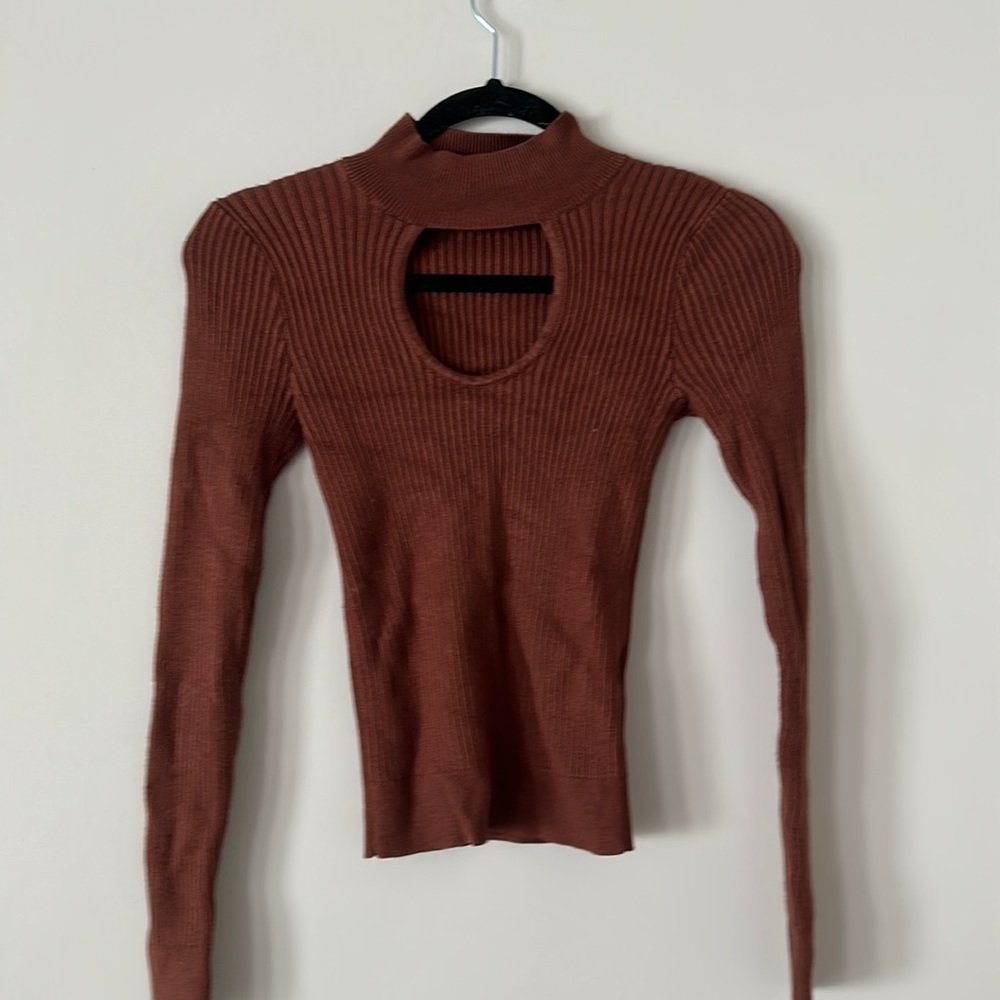 Brown Keyhole Sweater